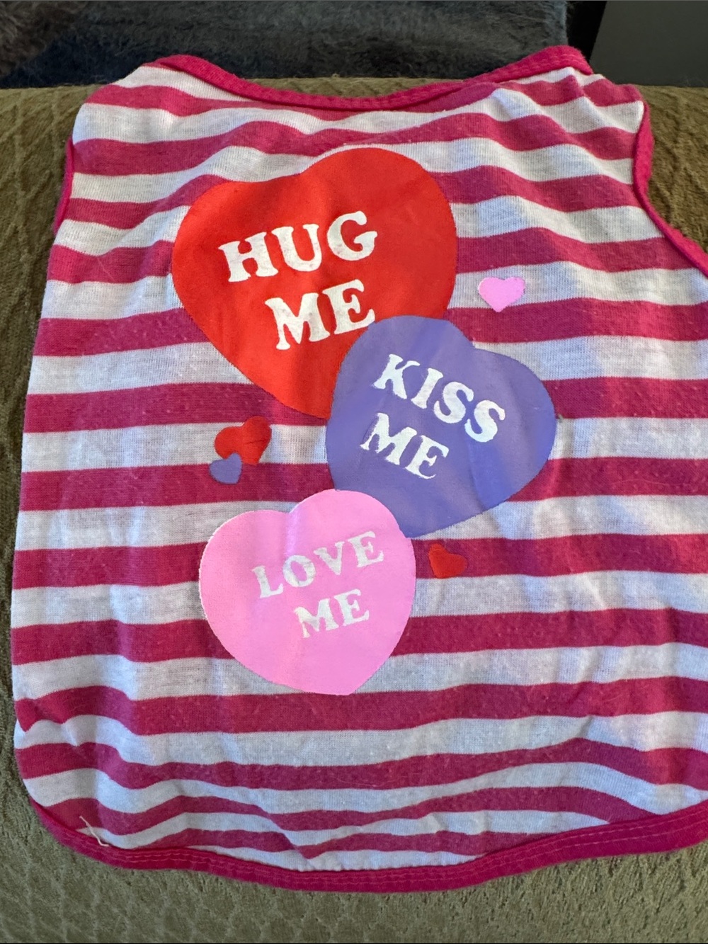 Dogs Pink Stripe Tank Top with Heart Graphics